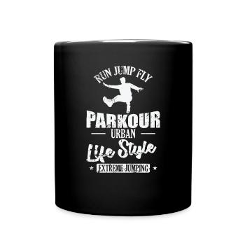 Run Jump Fly Parkour Urban Life Style Sport - Full Colour Mug - black - Front