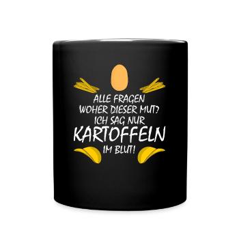Kartoffel Pommes Frites Chips Kartoffeln - Tasse einfarbig - Schwarz - Vorne