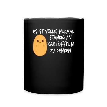 Kartoffeln lustig Kartoffel - Tasse einfarbig - Schwarz - Vorne