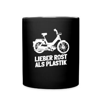 DDR Moped Oldtimer Roller Mofa Scooter 2 Takter - Tasse einfarbig - Schwarz - Vorne