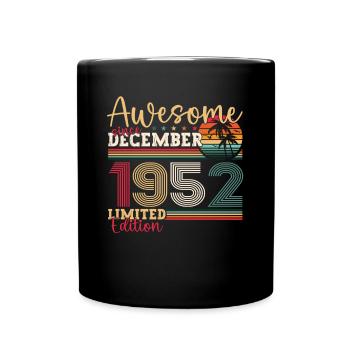 Né en décembre 1952 Cadeau du 70e anniversaire - Mug uni - noir - Devant