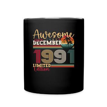 Décembre Né 1991 Cadeau de 31e anniversaire - Mug uni - noir - Devant