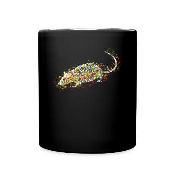 Ratten Maus Mäuse bunte Ratte - Tasse einfarbig - Schwarz - Vorne