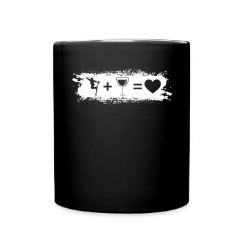 Grunge Rectangle - Herz - Wein - Skifahren - - Tasse einfarbig - Schwarz - Vorne