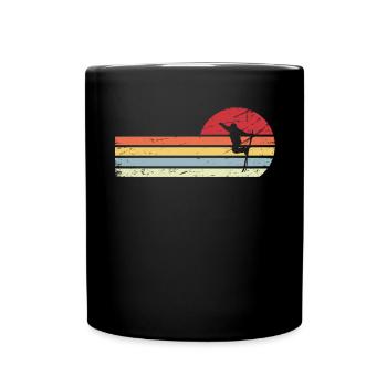 Sun and retro lines - Skiing - - Full Colour Mug - black - Front