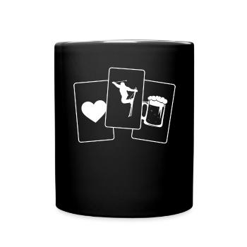 Herz - Bier - Skifahren - - Tasse einfarbig - Schwarz - Vorne