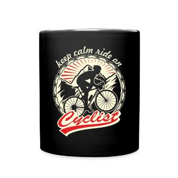 Cyclist - keep calm ride on - Full Colour Mug - black - Front