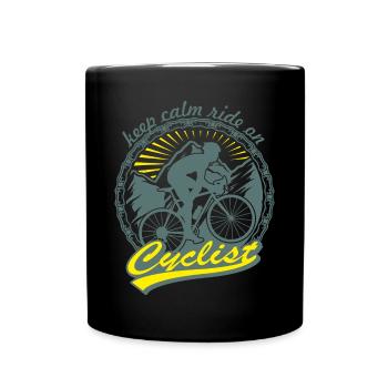 Cyclist - keep calm ride on - Full Colour Mug - black - Front