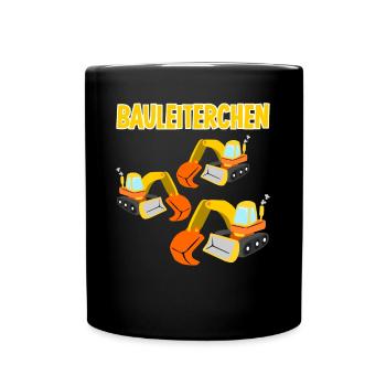 Bagger Baustelle Baggerfahrer - Tasse einfarbig - Schwarz - Vorne