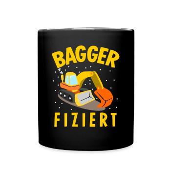 Baggerfahrer Baustelle Bagger - Tasse einfarbig - Schwarz - Vorne