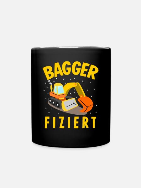 Baggerfahrer Baustelle Bagger - Tasse einfarbig - Schwarz
