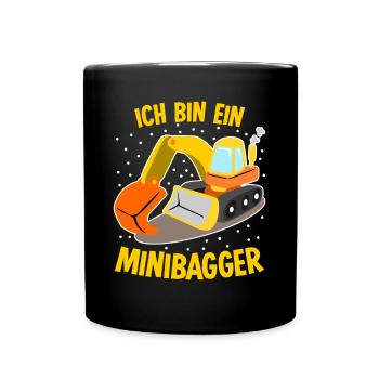 Minibagger Bagger Baggerfahrer - Tasse einfarbig - Schwarz - Vorne
