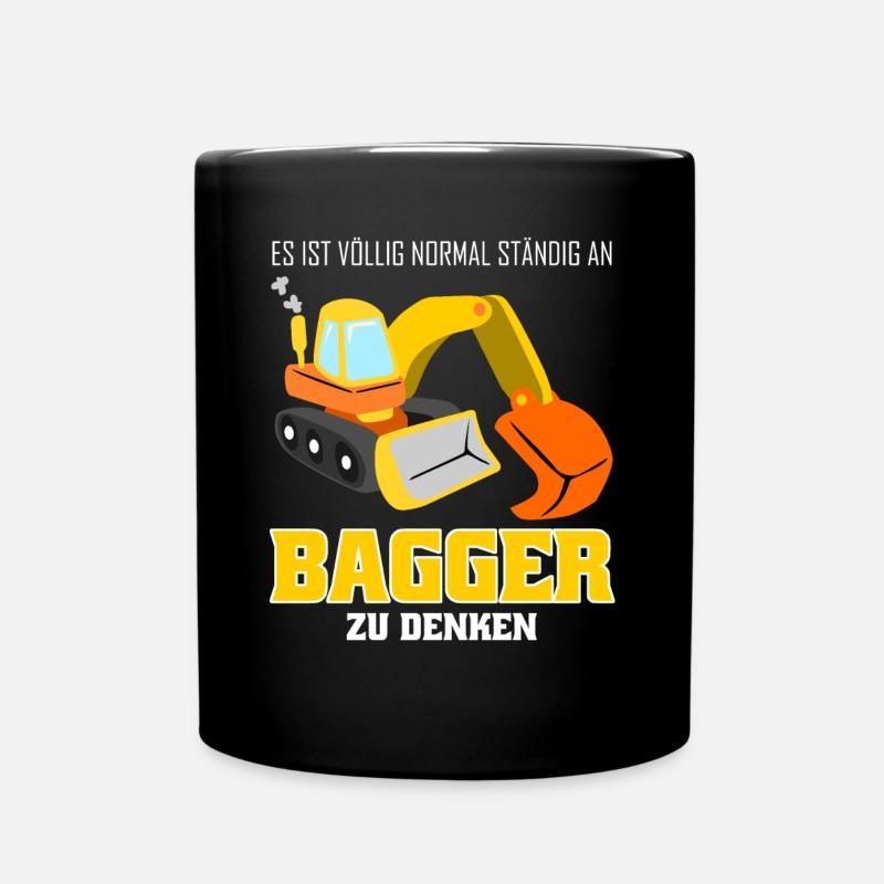 Bagger lustig Baustelle Baggerfahrer - Tasse einfarbig - Schwarz