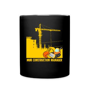 Bagger Baustelle Bauleiter Baggerfahrer - Tasse einfarbig - Schwarz - Vorne