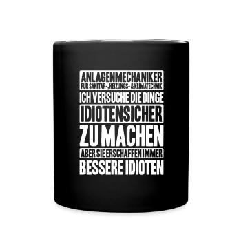 Anlagenmechaniker Klempner Plumber Sanitär Heizung - Tasse einfarbig - Schwarz - Vorne
