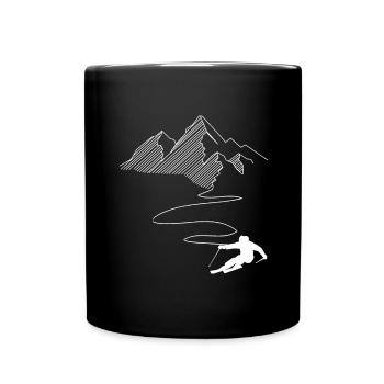 Montagne - Ligne sinueuse - Ski - (7) - Mug uni - noir - Devant
