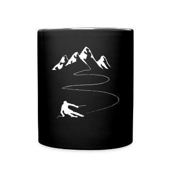 Montagne - Ligne sinueuse - Ski - (11) - Mug uni - noir - Devant