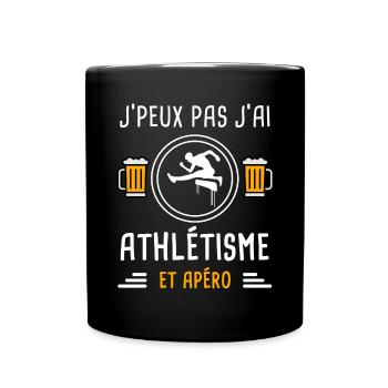 je peux pas j'ai athlétisme sport apéro cadeau - Mug uni - noir - Devant
