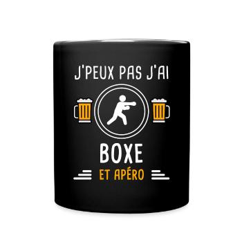 je peux pas j'ai boxe boxeur apéro cadeau - Mug uni - noir - Devant