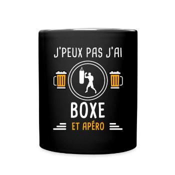 je peux pas j'ai boxe apéro cadeau - Mug uni - noir - Devant