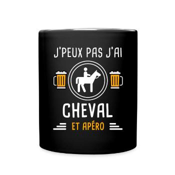 je peux pas j'ai cheval apéro cadeau - Mug uni - noir - Devant