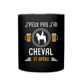 je peux pas j'ai cheval femme apéro cadeau - Mug uni - noir - Devant