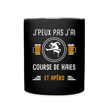 je peux pas j'ai course de haies apéro cadeau - Mug uni - noir - Devant