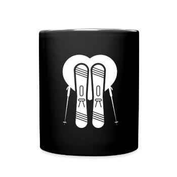 Heart - Skiing - (2) - Full Colour Mug - black - Front