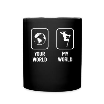 Deine Welt Meine Welt - Skifahren - - Tasse einfarbig - Schwarz - Vorne
