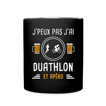 je peux pas j'ai duathlon sport apéro cadeau - Mug uni - noir - Devant