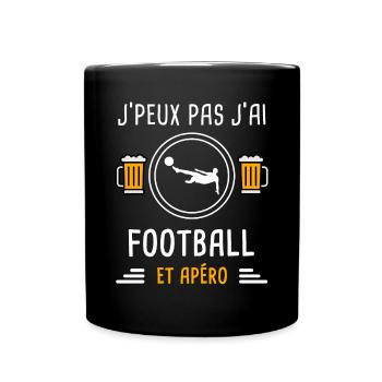 je peux pas j'ai football foot apéro cadeau - Mug uni - noir - Devant