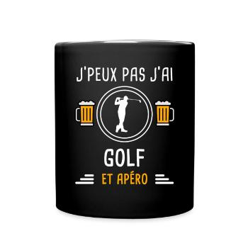 je peux pas j'ai golf apéro cadeau - Mug uni - noir - Devant