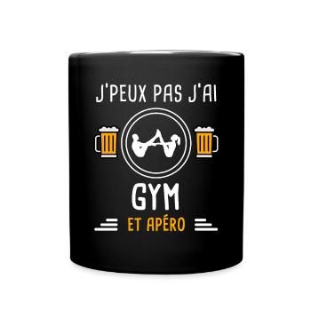 je peux pas j'ai gym apéro cadeau - Mug uni - noir - Devant