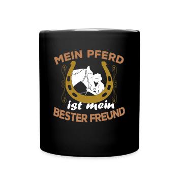Mein Pferd ist mein bester Freund Spruch Reiten - Tasse einfarbig - Schwarz - Vorne