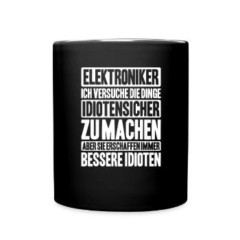 Elektroniker Elektriker Electrician Lineman - Tasse einfarbig - Schwarz - Vorne