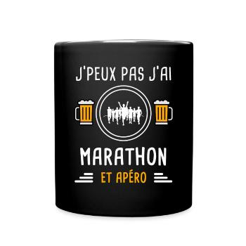 je peux pas j'ai marathon apéro cadeau - Mug uni - noir - Devant