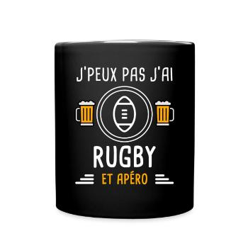 je peux pas j'ai rugby ballon apéro cadeau - Mug uni - noir - Devant