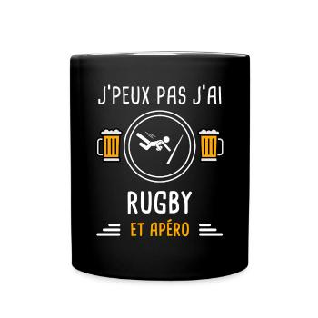 je peux pas j'ai rugby apéro cadeau - Mug uni - noir - Devant