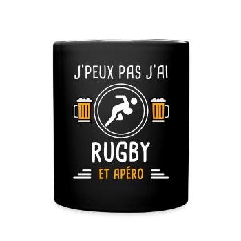 je peux pas j'ai rugby joueur apéro cadeau - Mug uni - noir - Devant