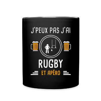 je peux pas j'ai rugby sport apéro cadeau - Mug uni - noir - Devant
