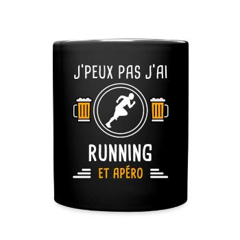 je peux pas j'ai running apéro cadeau - Mug uni - noir - Devant