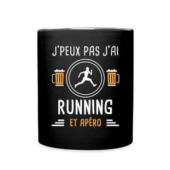 je peux pas j'ai running courir apéro cadeau - Mug uni - noir - Devant