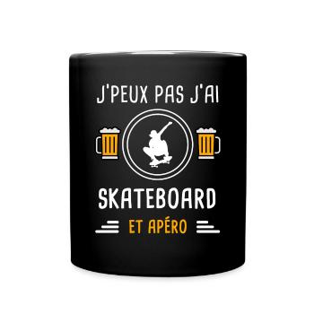je peux pas j'ai skateboard apéro cadeau - Mug uni - noir - Devant
