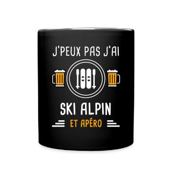 je peux pas j'ai ski alpin apéro cadeau - Mug uni - noir - Devant