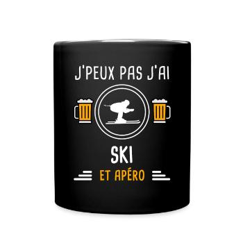 je peux pas j'ai ski apéro cadeau - Mug uni - noir - Devant