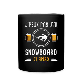 je peux pas j'ai snowboard apéro cadeau - Mug uni - noir - Devant