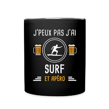 je peux pas j'ai surf board apéro cadeau - Mug uni - noir - Devant