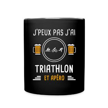 je peux pas j'ai triathlon sport apéro cadeau - Mug uni - noir - Devant