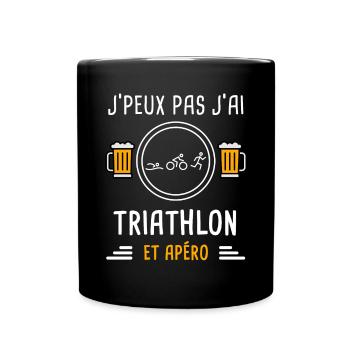 je peux pas j'ai triathlon apéro cadeau - Mug uni - noir - Devant