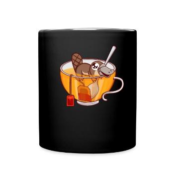 Platypus Swimming in Teacup Tea Drinker Gift - Full Colour Mug - black - Front
